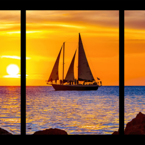 Sunset Paradise — Three-Panel Metal Print